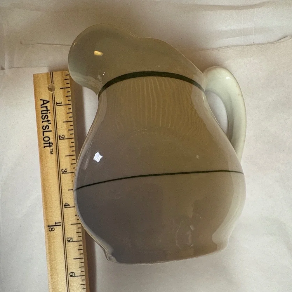 Victory China Cream Pitcher Creamer Small Vintage Green Stripe‎ Accent